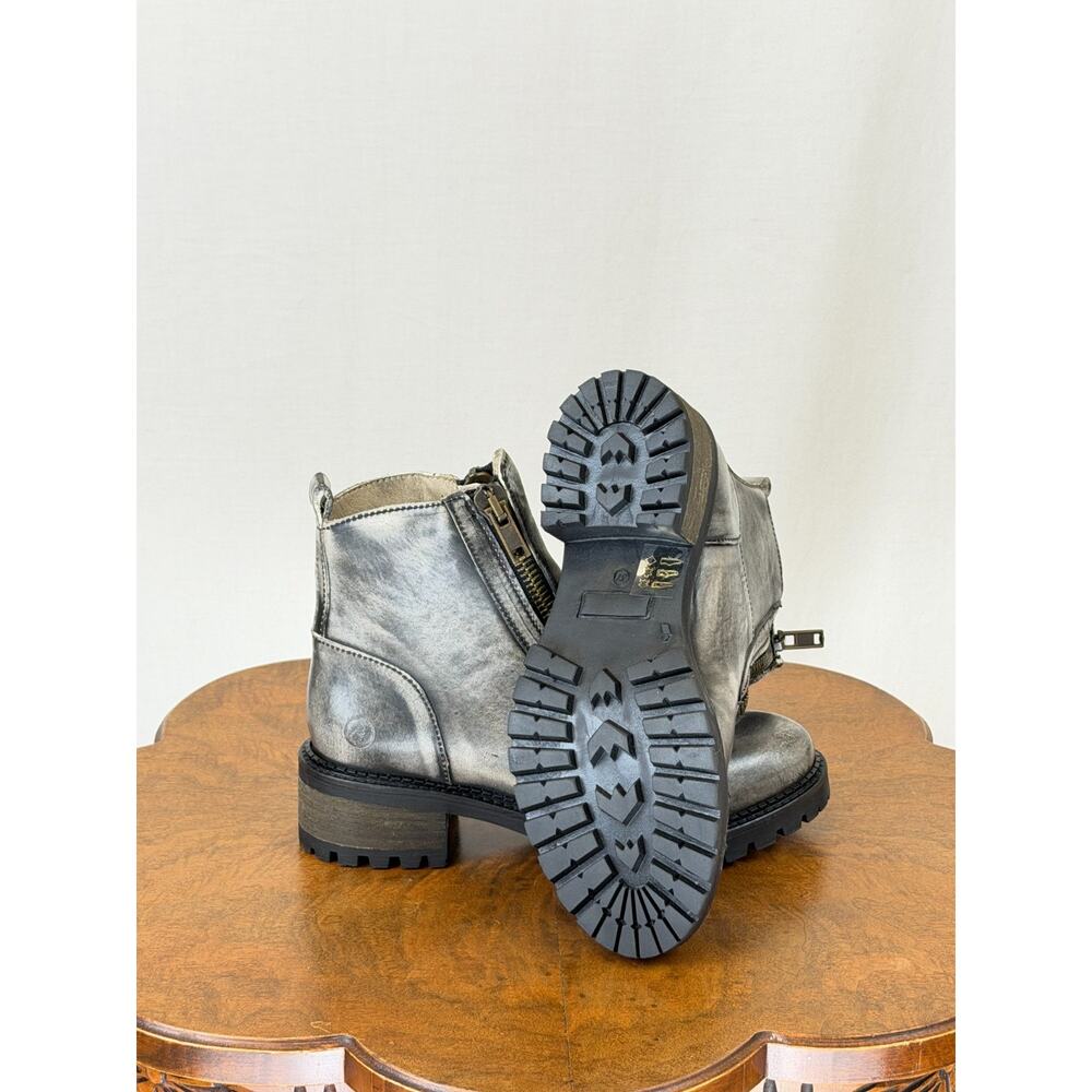 NIB Casta Morna Charcoal Distressed Leather Boot Zippers & Grommets #0361 EU 37 - Picture 2 of 10